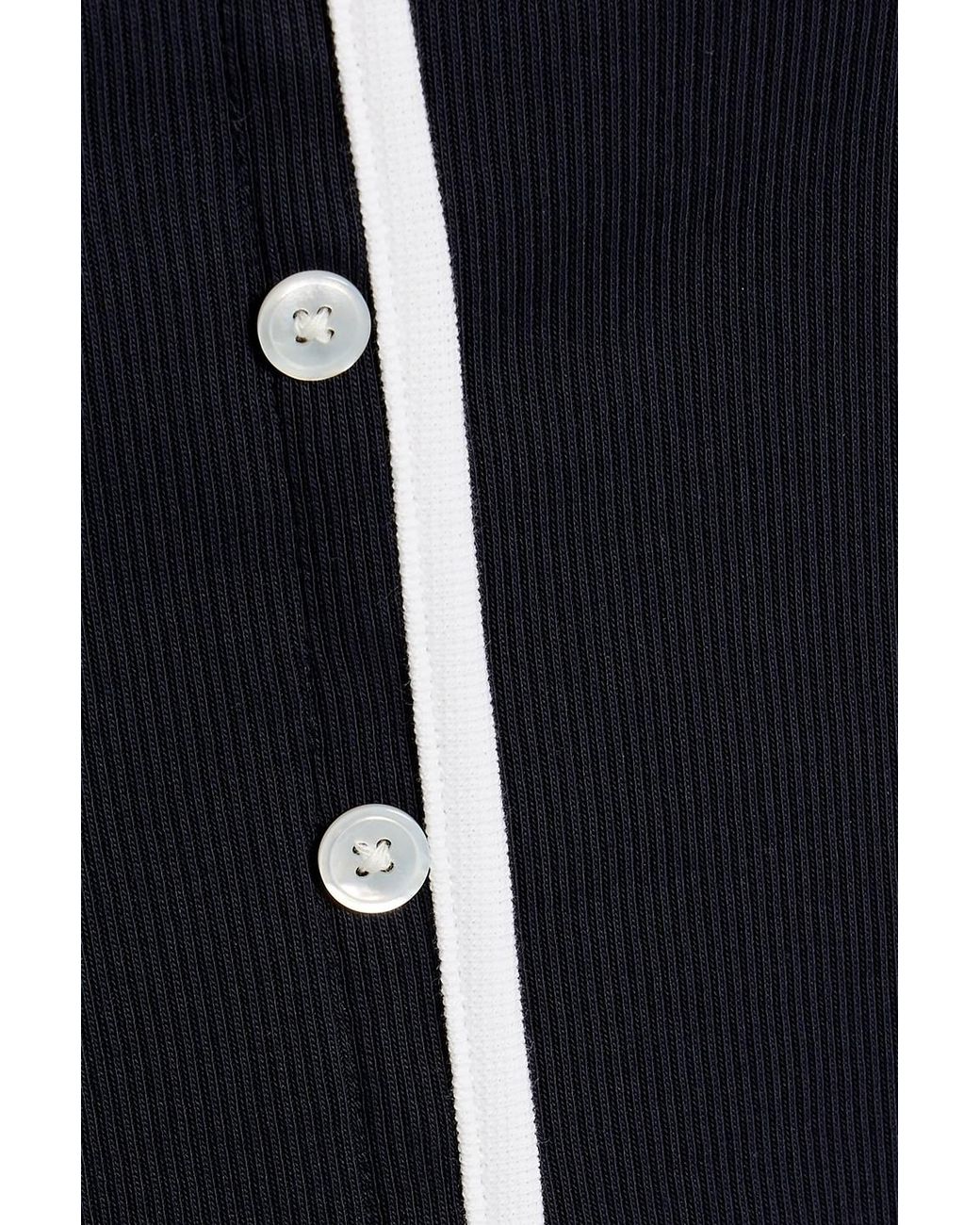 Veronica Beard Blue Valley Strapless Embellished Ribbed Pima Cotton-Blend Top