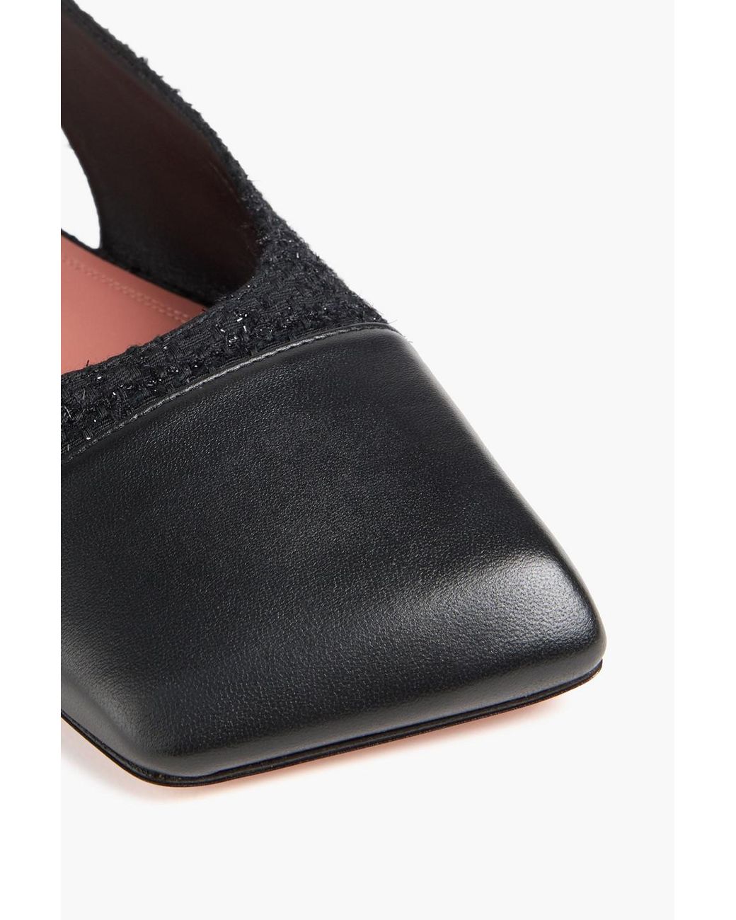 AMINA MUADDI Black Ane Leather And Tweed Slingback Ballet Flats