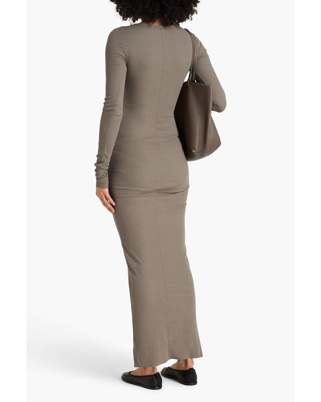 ÉTERNE Natural Ribbed Jersey Maxi Dress
