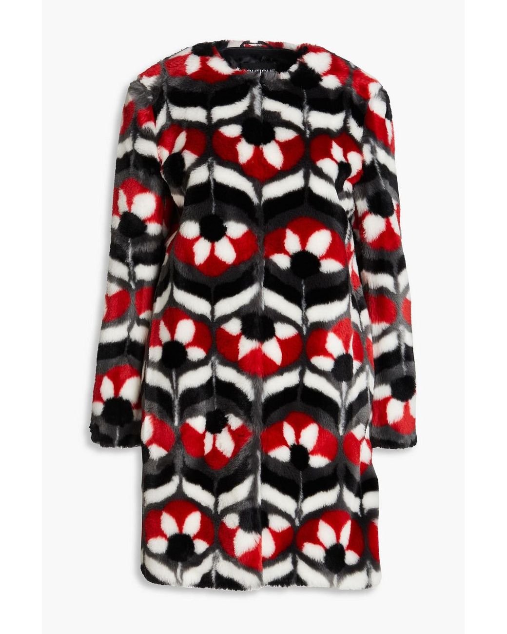 Boutique Moschino Faux Fur Coat in Red Lyst