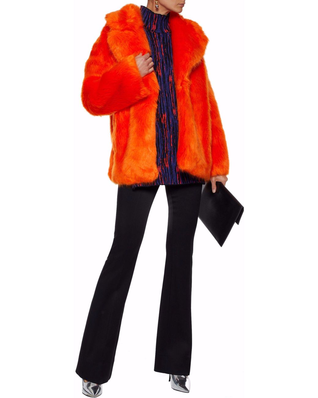 Diane von Furstenberg Faux Fur Coat in Orange | Lyst