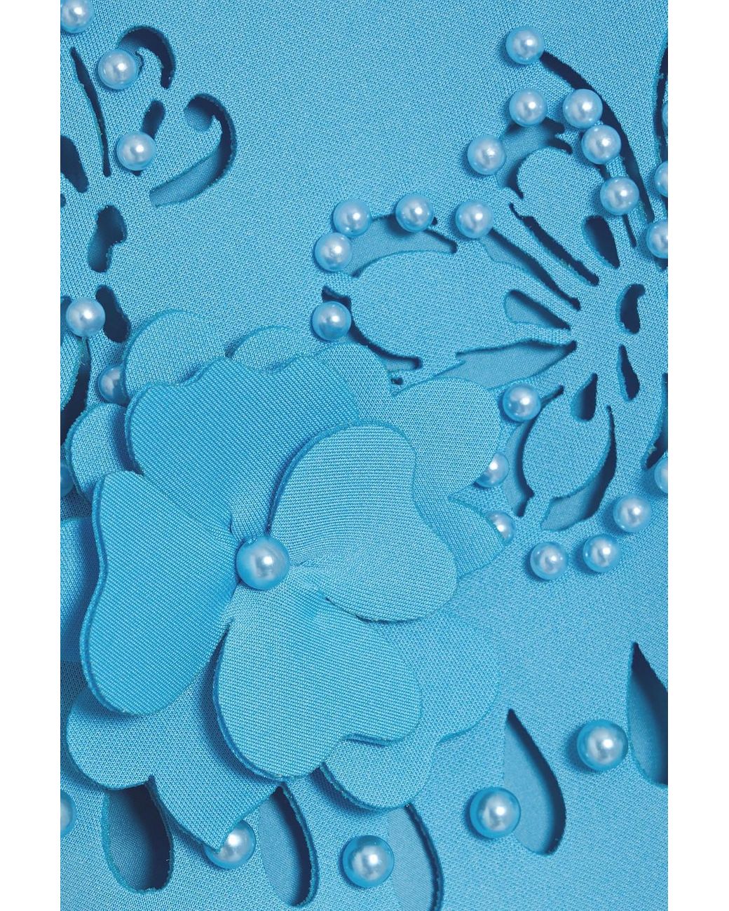 badgley mischka laser-cut floral fit-&-flare dress Badgley Mischka Laser-Cut Floral Fit-&-Flare Dress - Navy