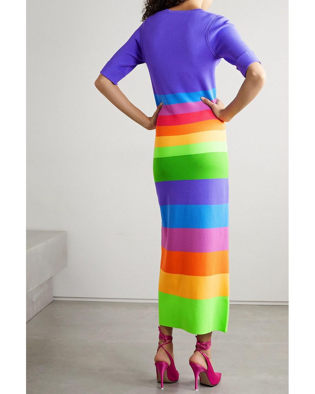 Christopher John Rogers Striped Jersey Maxi Dress in Blue Lyst UK