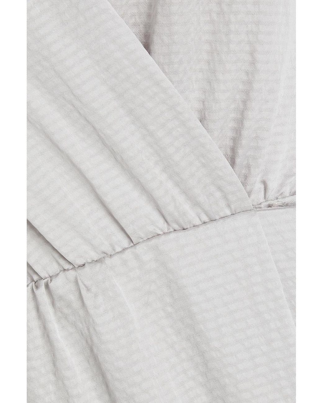 Max Mara White Wrap-effect Hammered Silk-satin Gown