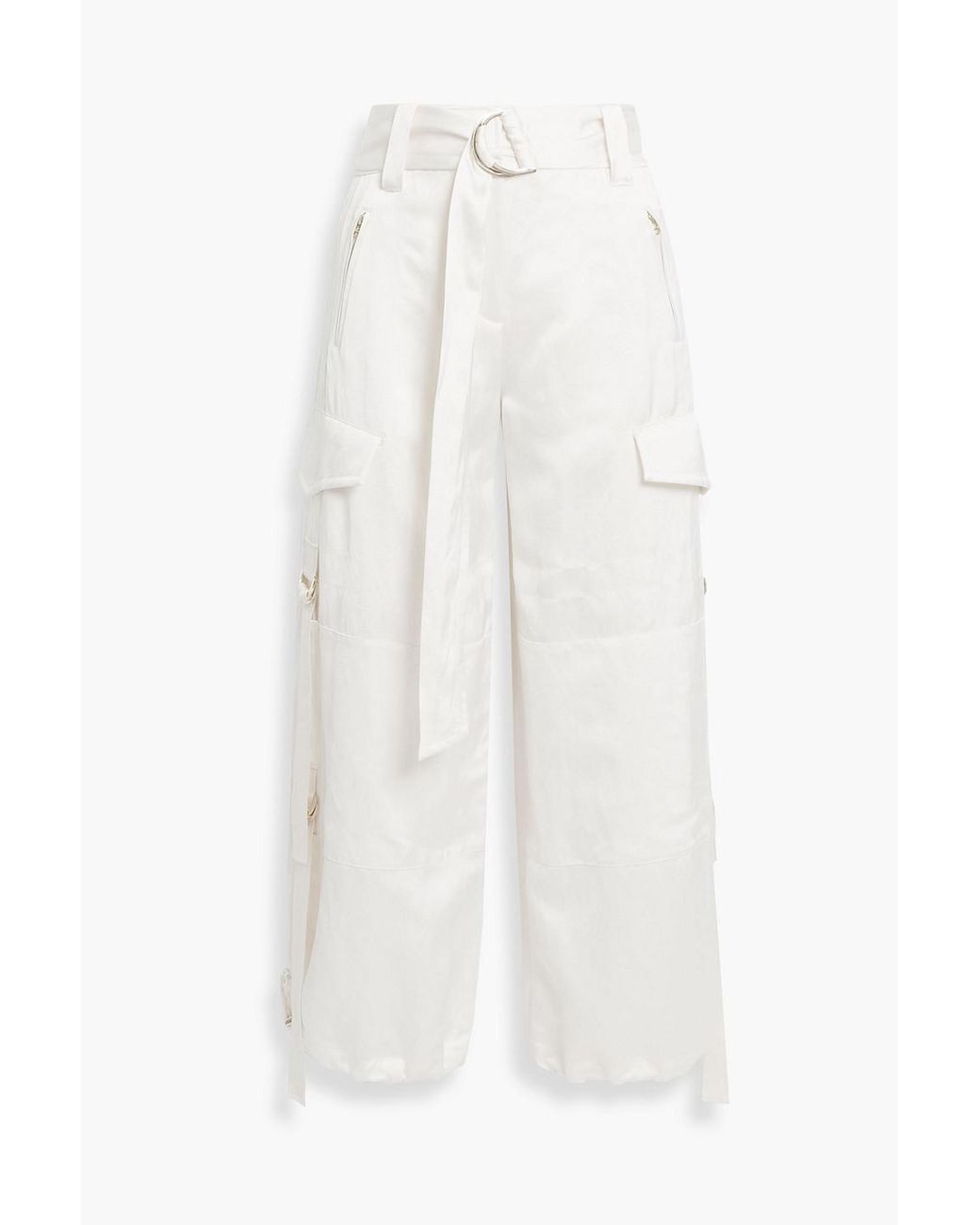Zimmermann Buckledetailed Satin Cargo Pants in White Lyst