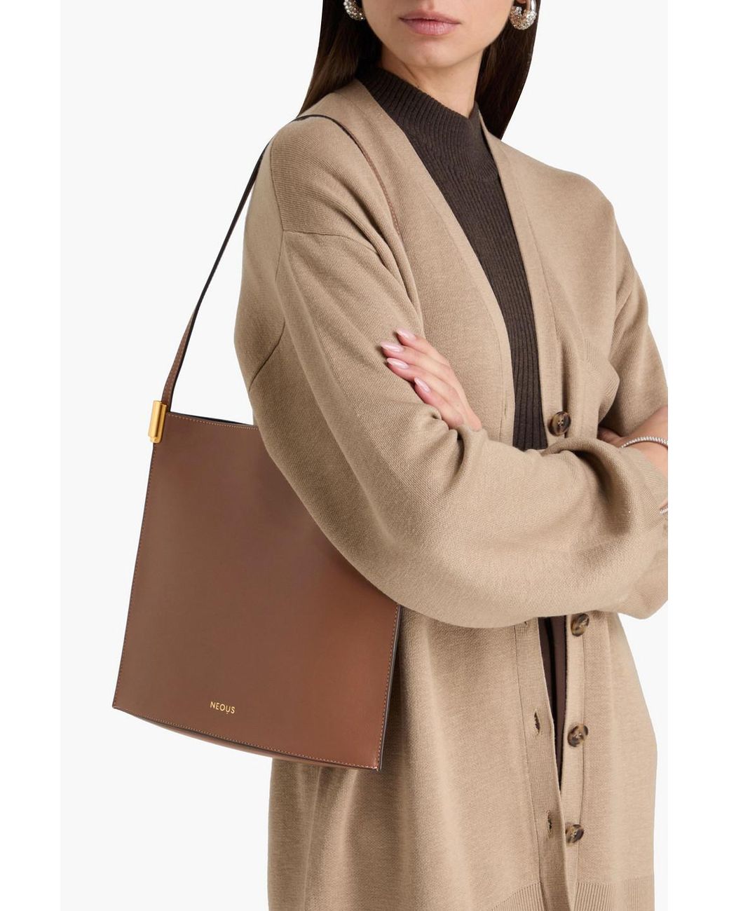 Neous Brown Dora Pebbled-Leather Shoulder Bag