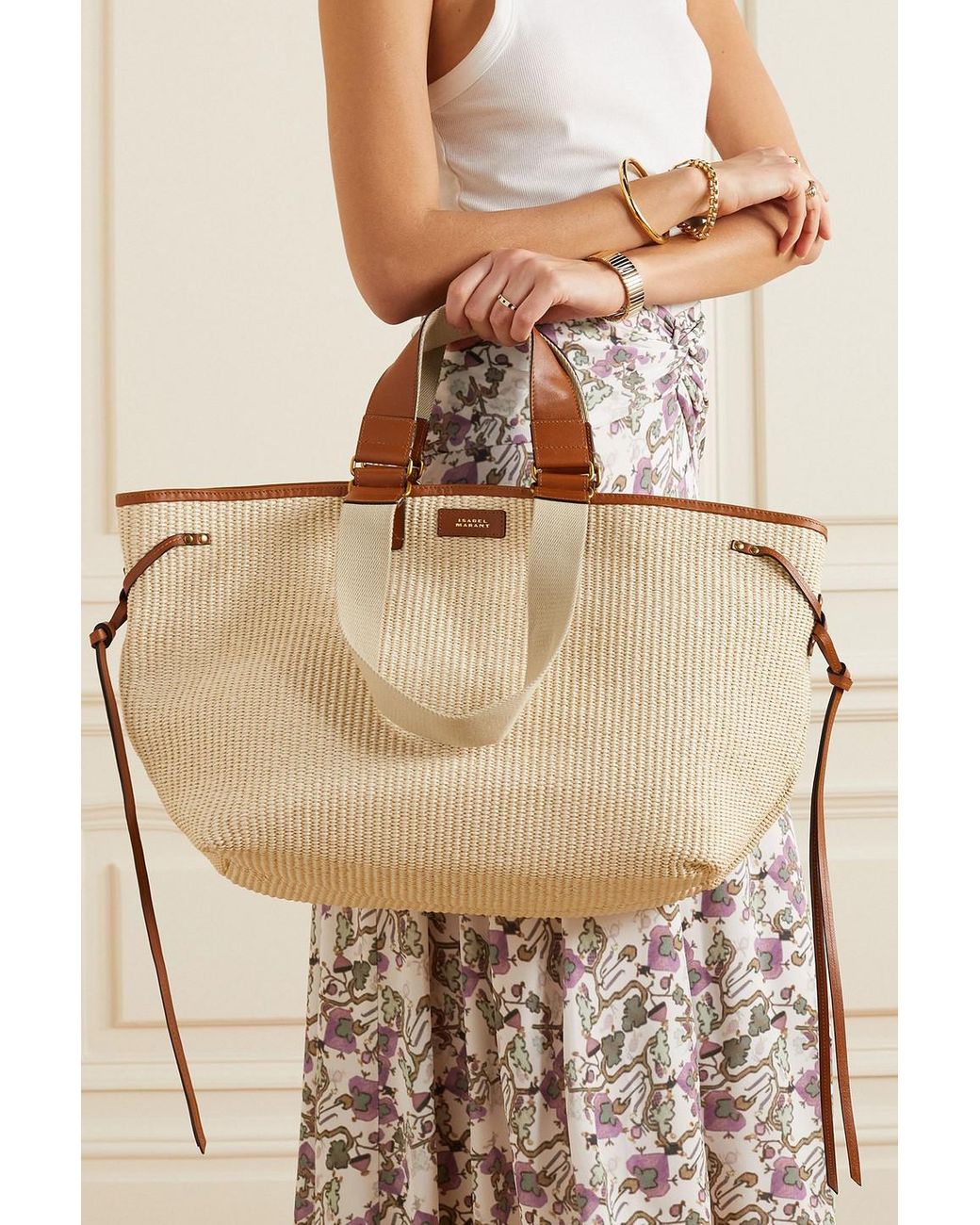 【関税&送料込】Isabel Marant Raffia Wardy Travel Bag ISABEL MARANT Wardy Contrast-Trim Raffia Tote Bag in