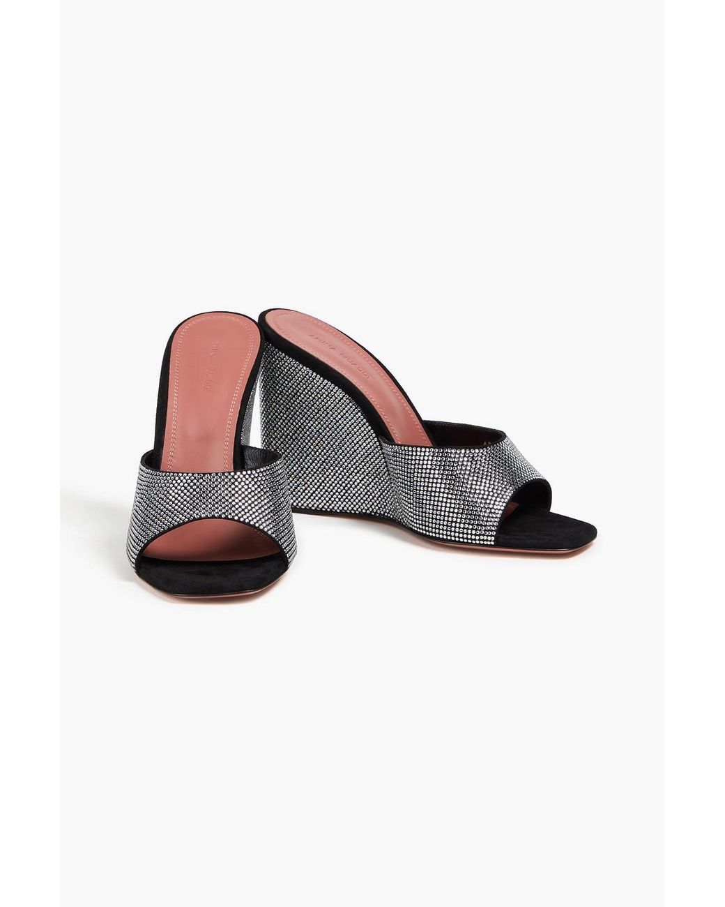 AMINA MUADDI Black Lupita Crystal-Embellished Suede Mules