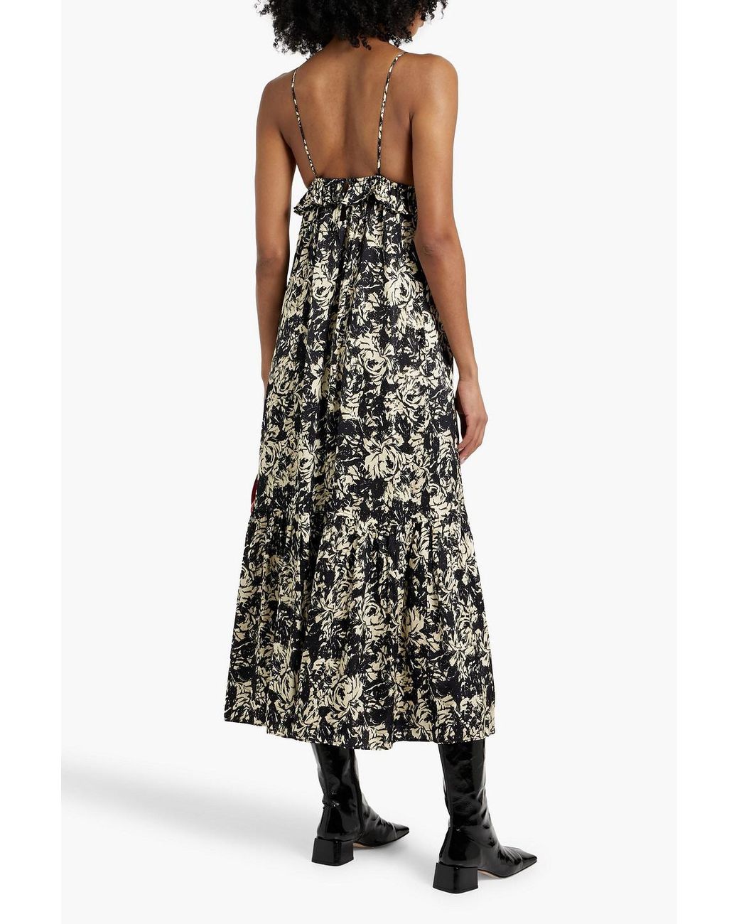 knee length dresses for ladies GANNI Goldstone Floral Printed Crepe Dress