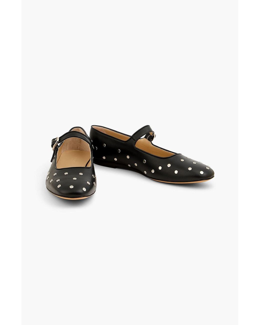 Le Monde Beryl Studded Leather Mary Jane Flats in Black | Lyst UK
