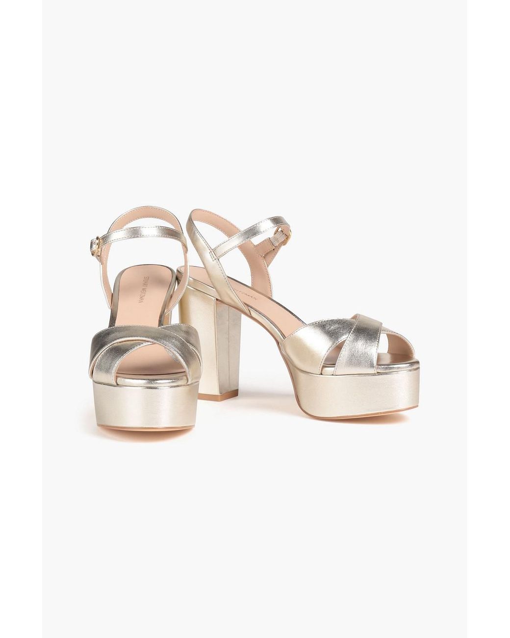 Stuart Weitzman Ivona Mirror leather Platform Sandals in Natural