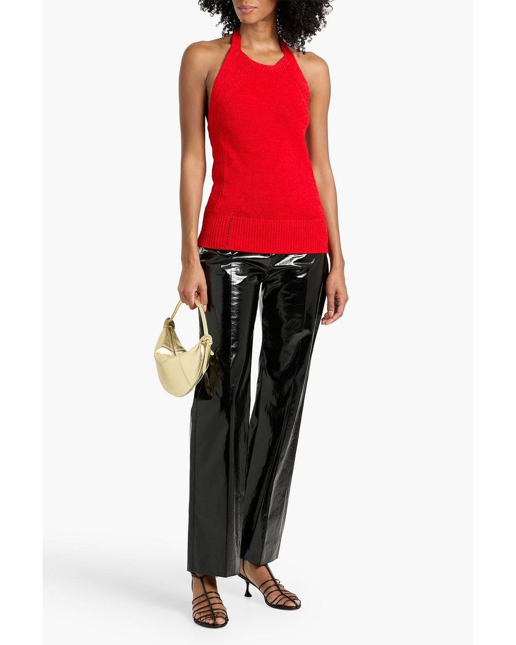 Proenza Schouler Red Leona Knitted Halterneck Top