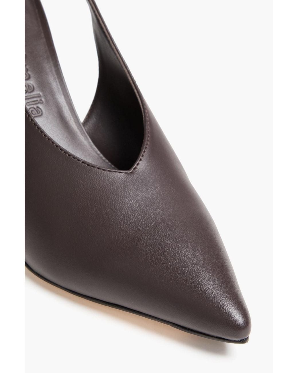 STUDIO AMELIA Gray Razor 90 Leather Slingback Pumps