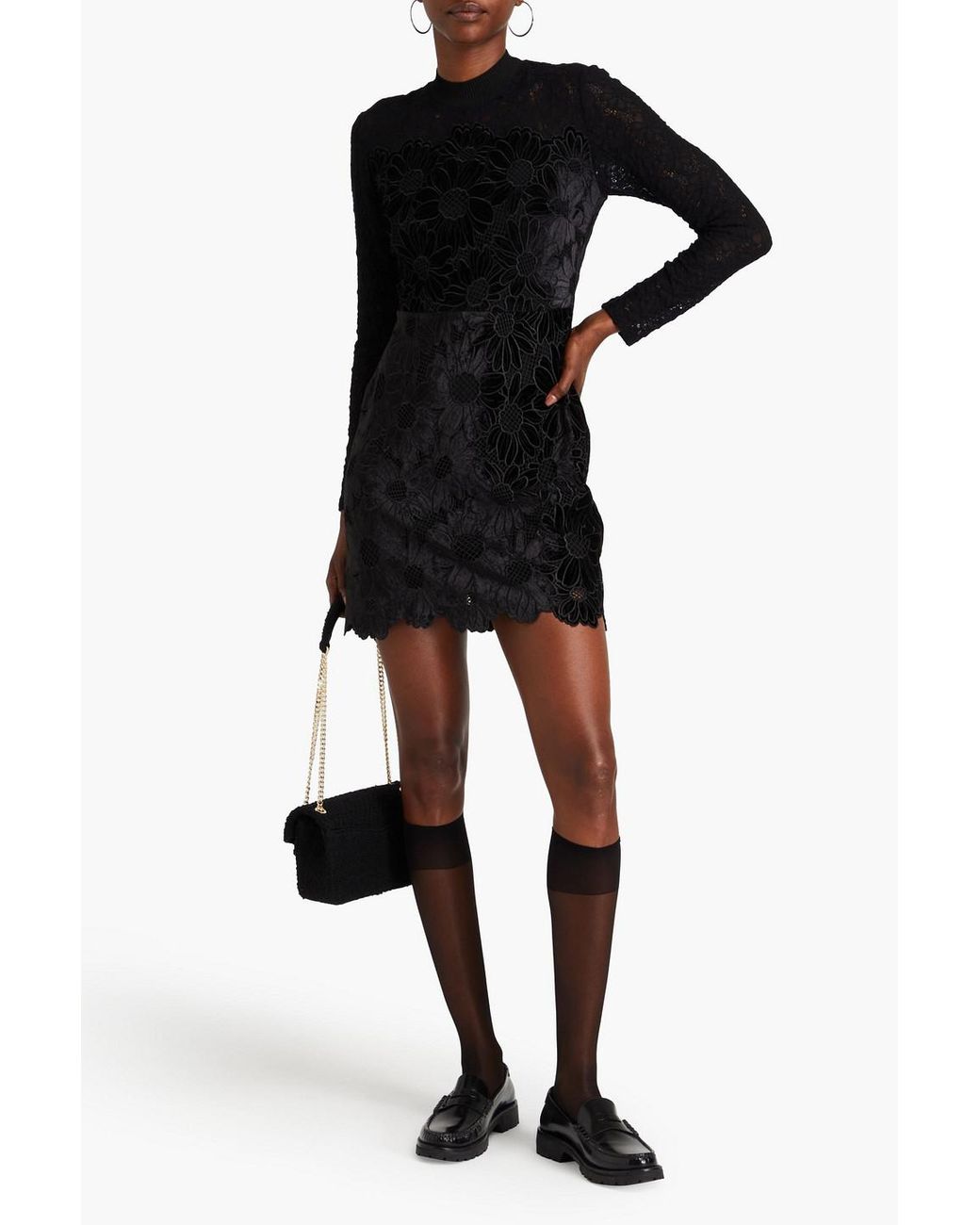 chinese dress ladies Elaine Lace Mini Dress in Black