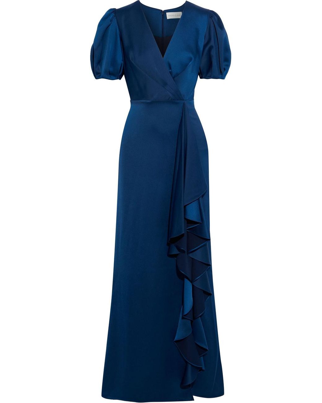 Sachin & Babi Kayla Draped Ruffled Satin-crepe Gown in Blue | Lyst