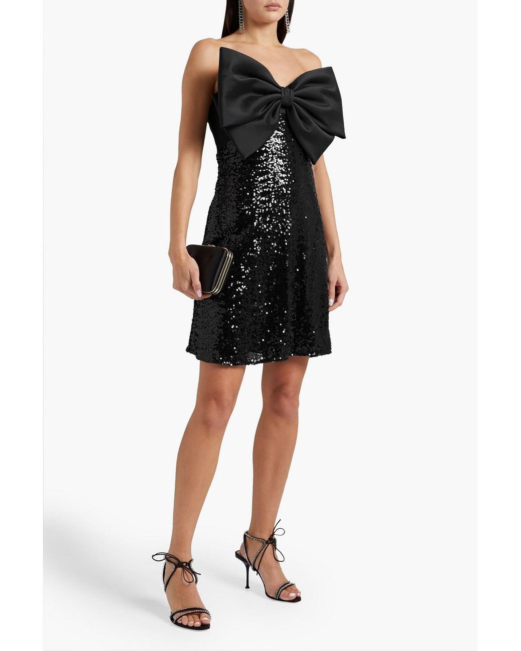 Strapless Bow Embellished Mini Dress In Talco