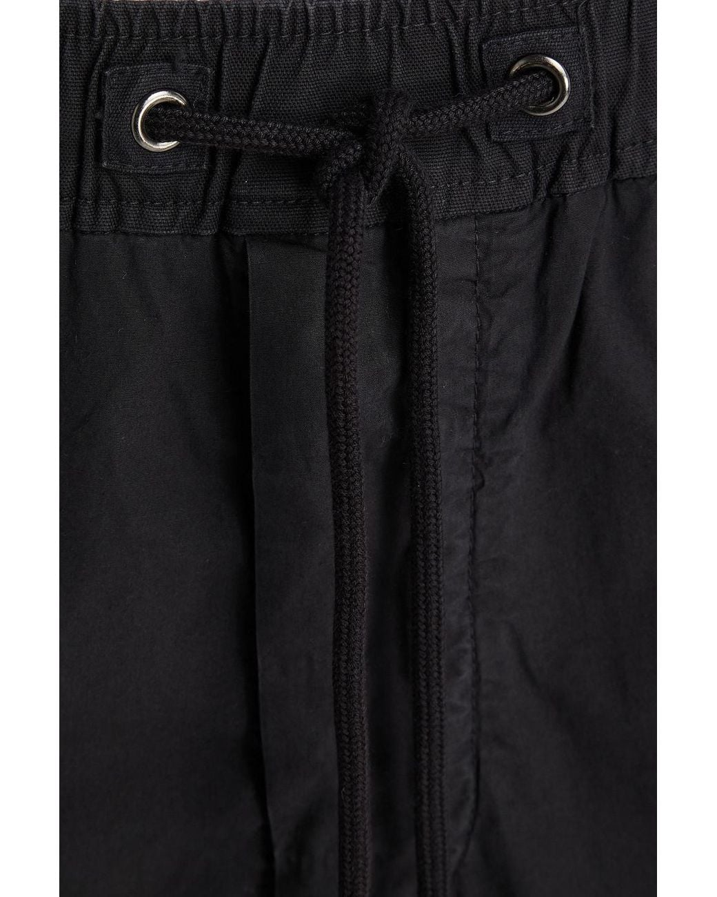 James Perse Black Relaxed Stretch-Cotton Poplin Drawstring Shorts for men