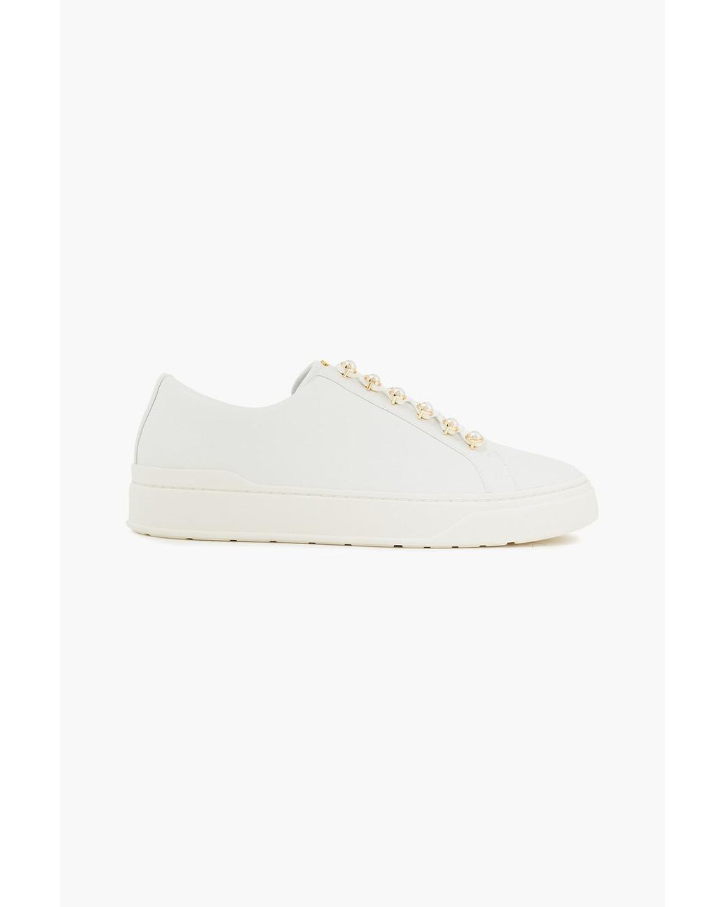 Stuart Weitzman Excelsa Embellished Leather Sneakers in White | Lyst Canada