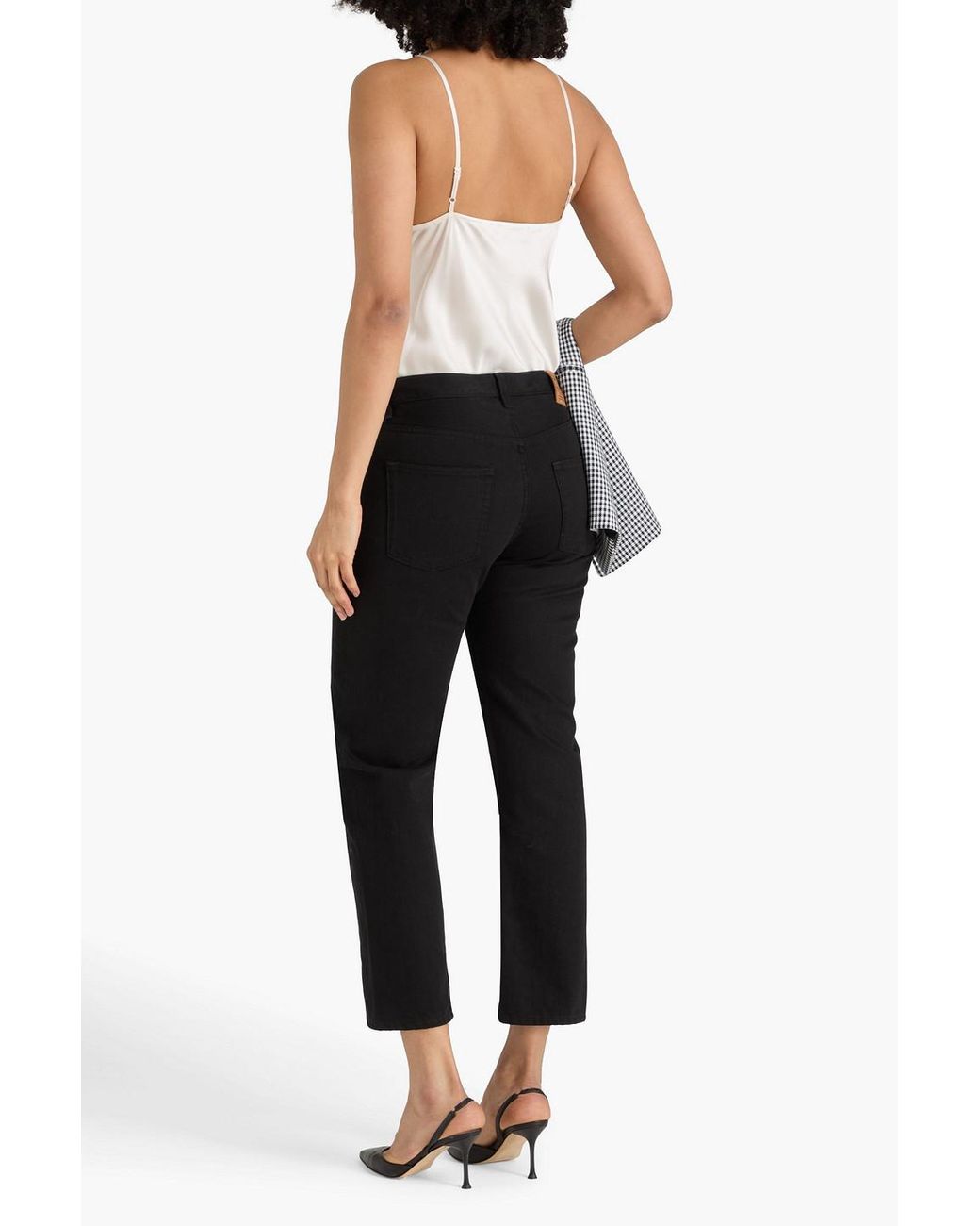 Maje White Lace-Paneled Satin Camisole