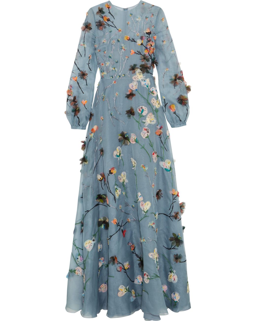 Valentino Floral Applique Evening Dress in Blue | Lyst