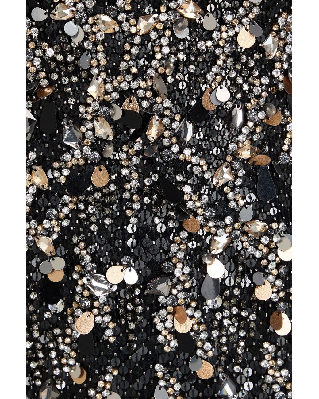 Jenny Packham Black Embellished Tulle Mini Dress