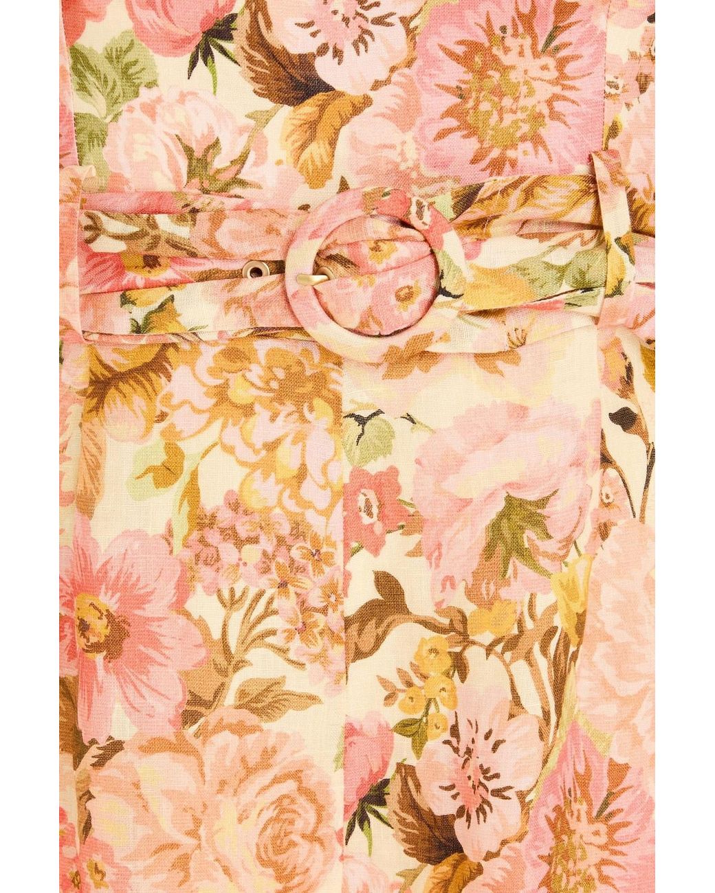 Zimmermann Pink Strapless cropped floral-print linen-blend jumpsuit