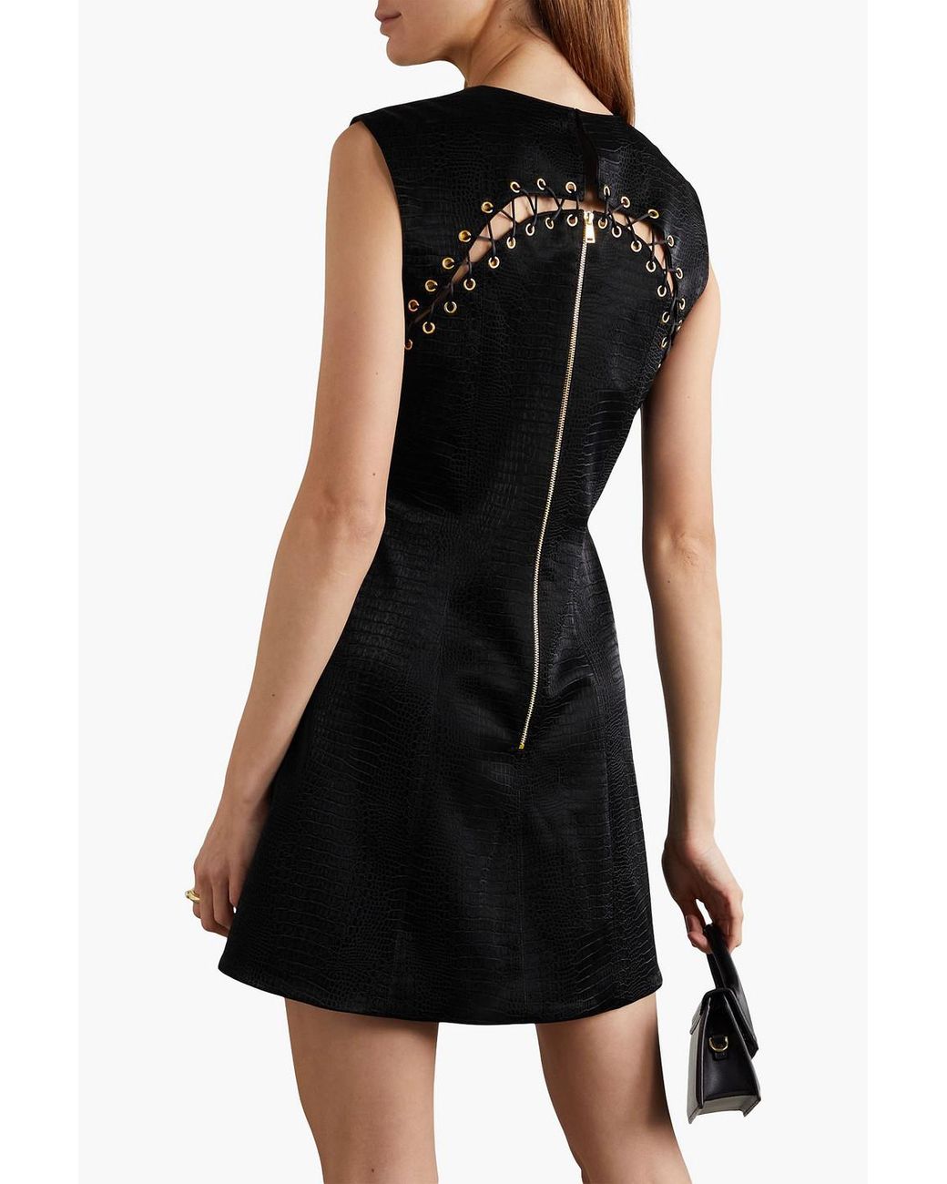 Halpern Black Croc-effect Mini Dress