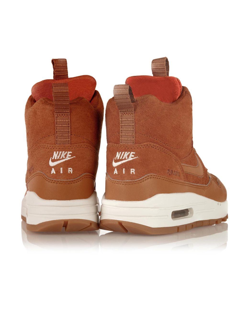 Nike - Air Max 1 Suede And Leather High-top Sneakers - Tan in Brown | Lyst