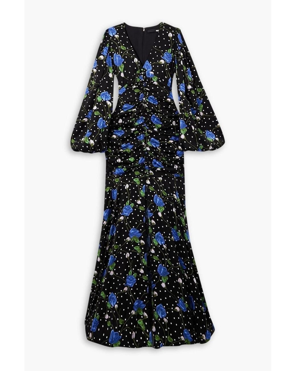 ROTATE BIRGER CHRISTENSEN Goldie Ruched Floral-print Satin