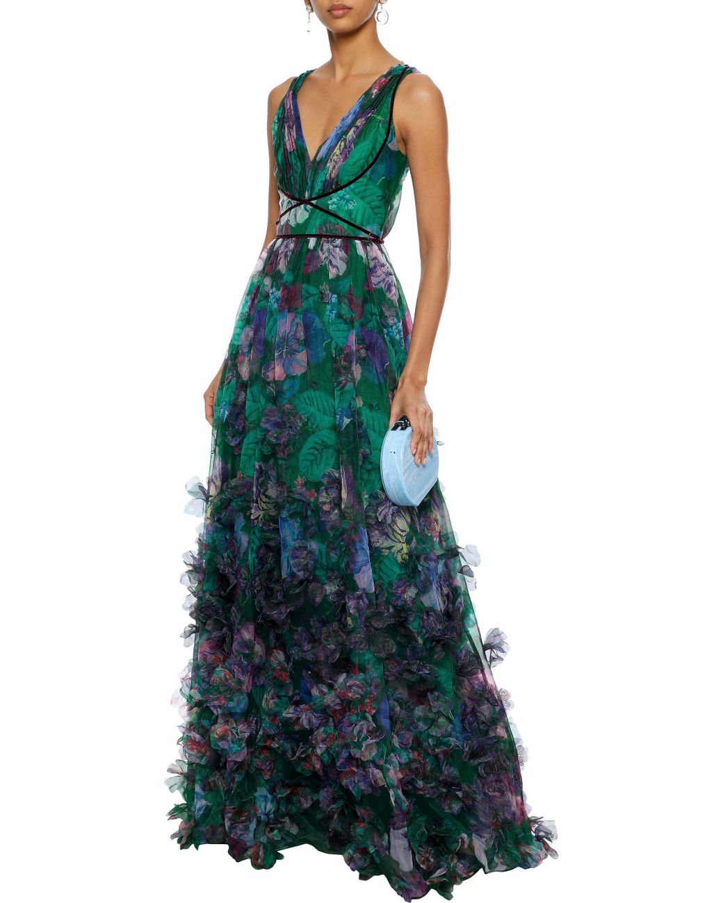 Marchesa A-line Dress in Green | Lyst