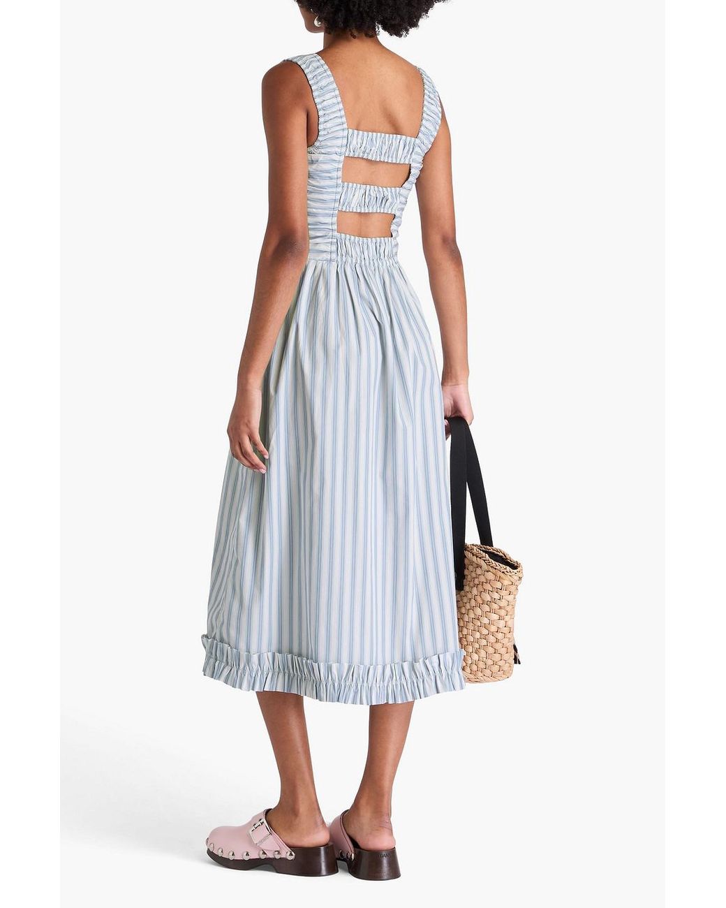 ganni blue stripe dress Stripe Mini Wrap Dress main image 0