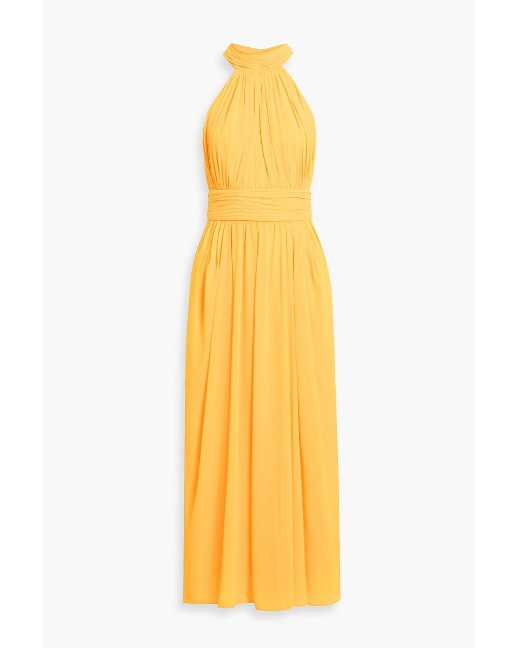 Badgley Mischka Draped Cutout Chiffon Maxi Dress in Yellow | Lyst