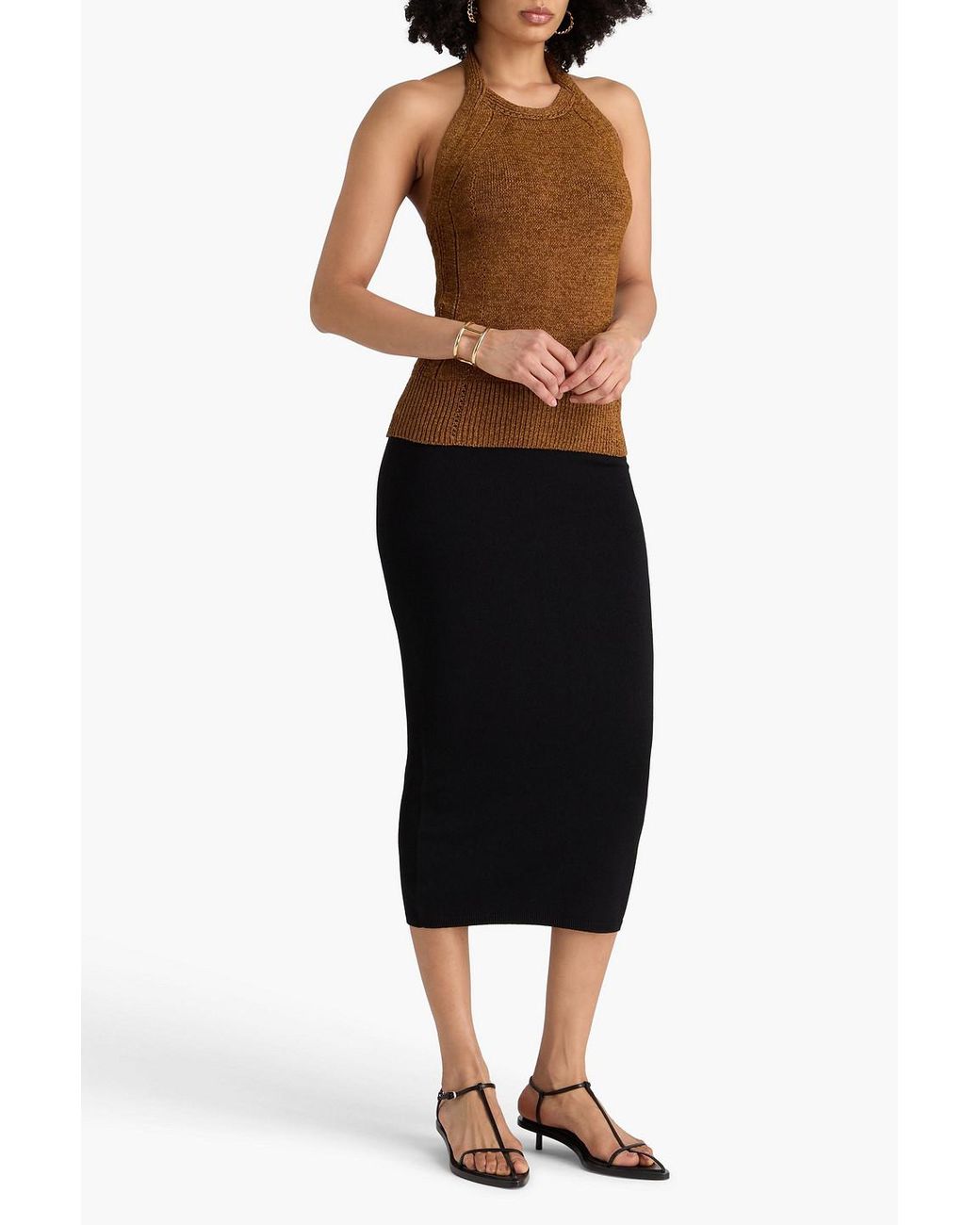 Proenza Schouler Brown Knitted Halterneck Top