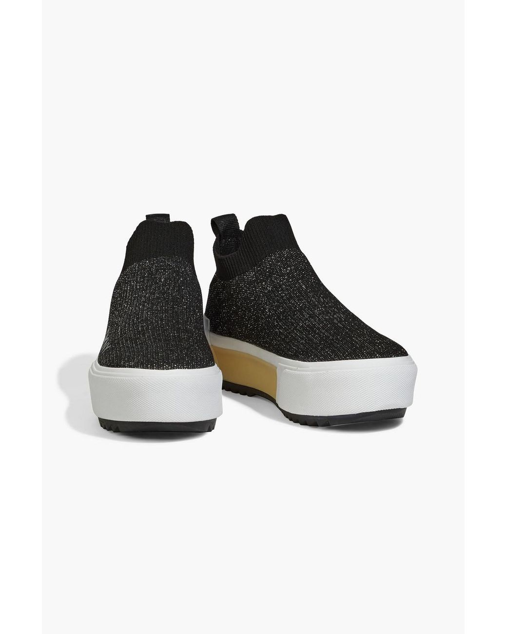 DKNY Viven Metallic Stretch-knit Platform Slip-on Sneakers in Black | Lyst