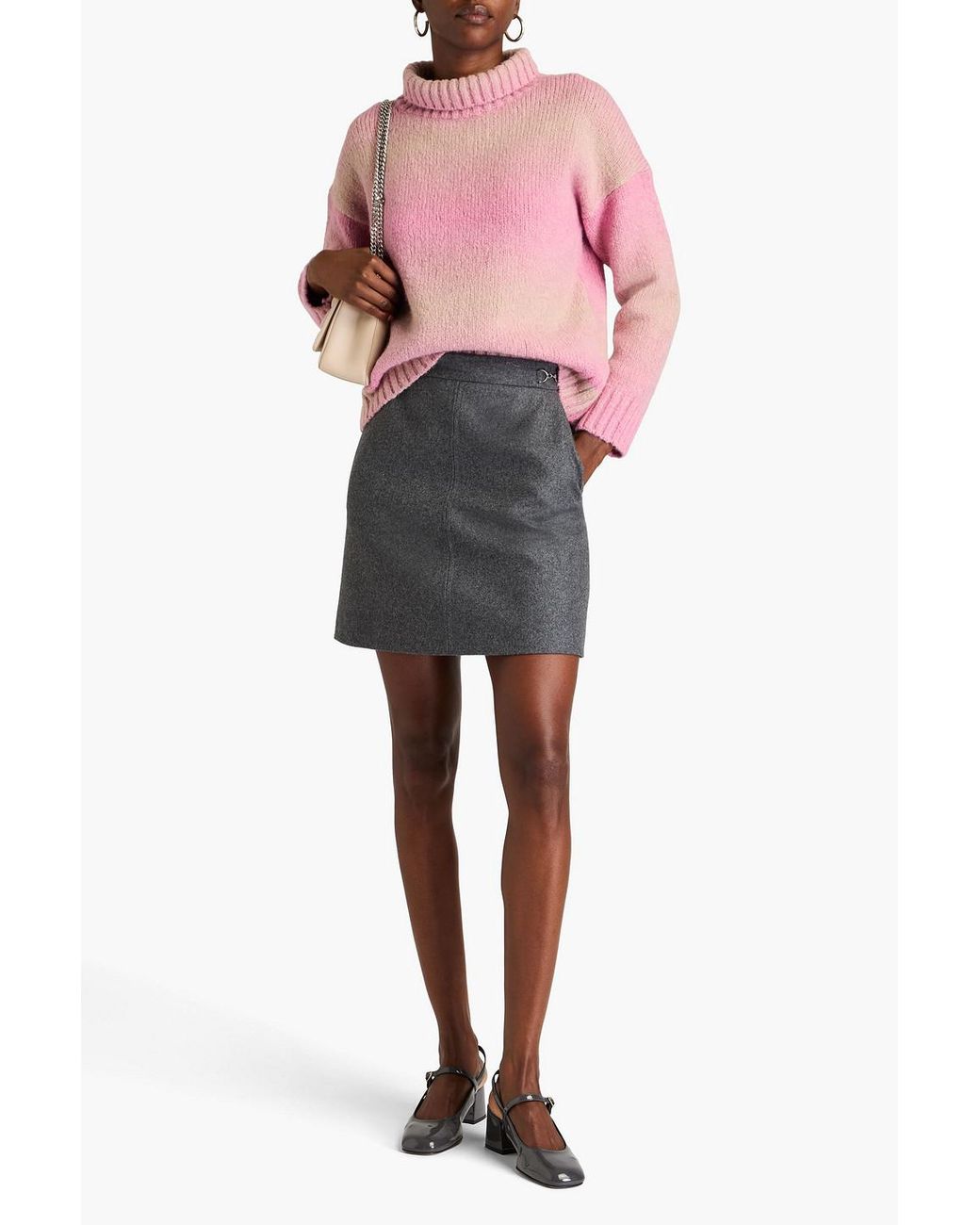 Maje Pink Knitted Turtleneck Sweater