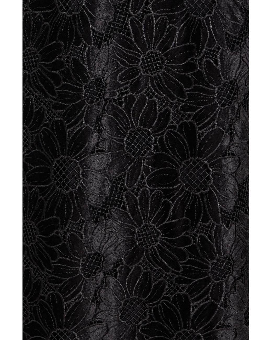 Sandro Cutout Guipure Lace And Velvet Midi Dress in Black | Lyst UK