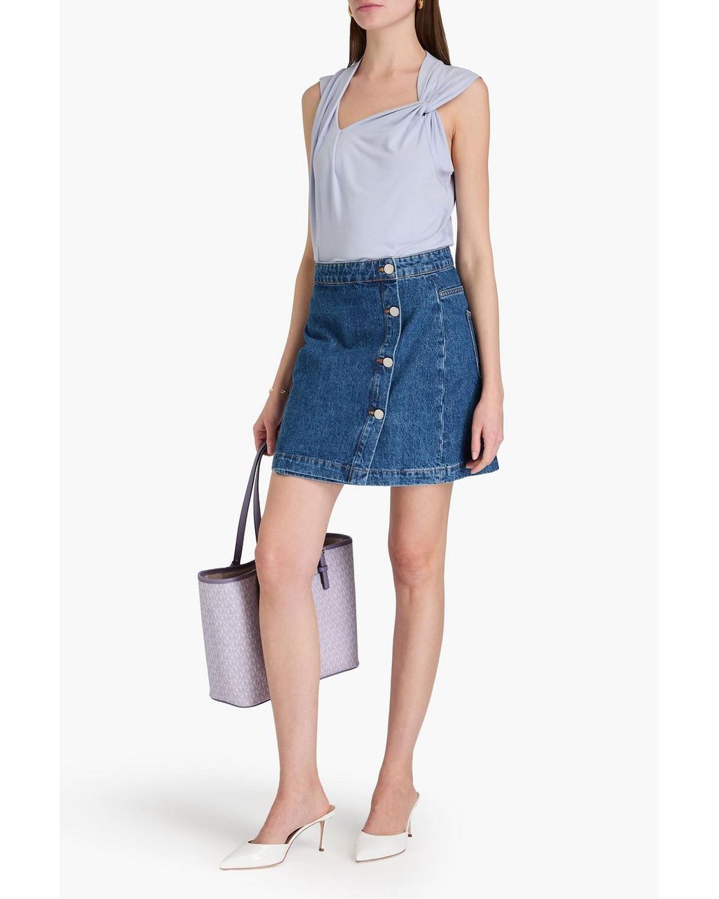 10 Crosby Derek Lam Blue Alya Draped Jersey Top