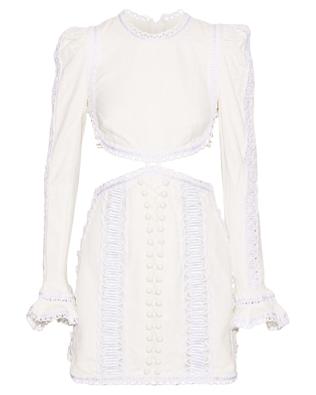 Zimmermann Laceup Cutout Embellished Canvas Mini Dress White Lyst