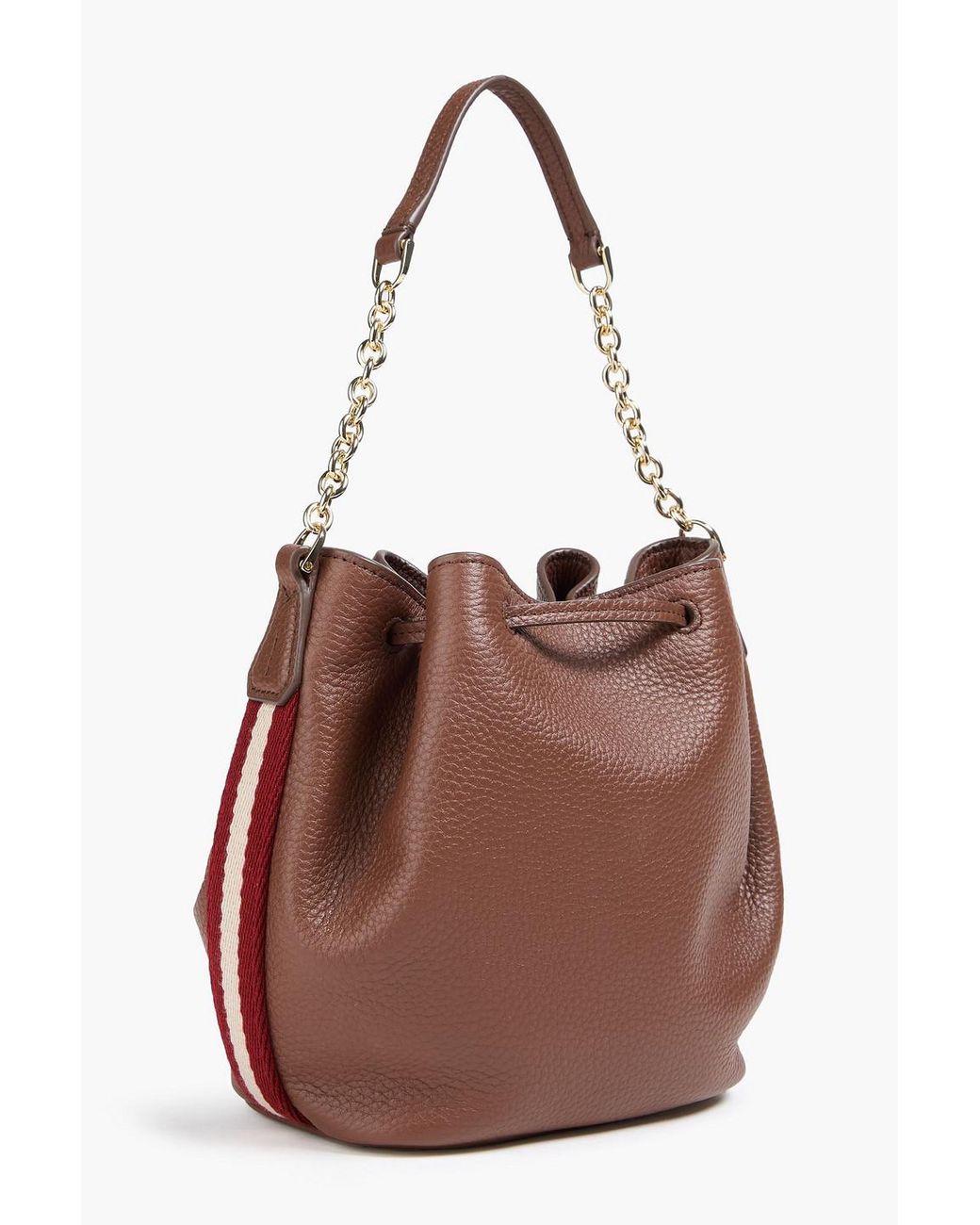 Bally Brown Adria Pebbled-Leather Bucket Bag
