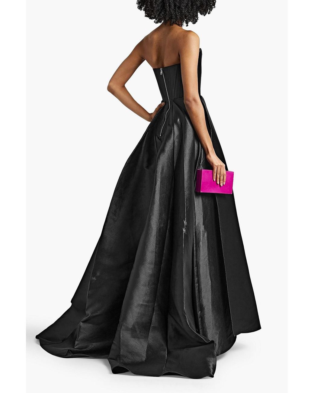 Alex Perry Denver Strapless Draped Satin-crepe Gown in Black | Lyst