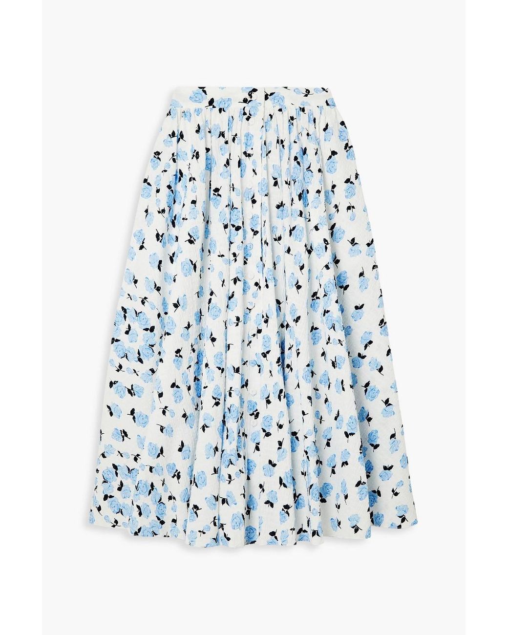 Emilia Wickstead Blue Allegra midirock aus strukturierter stretch-baumwolle mit blumenprint