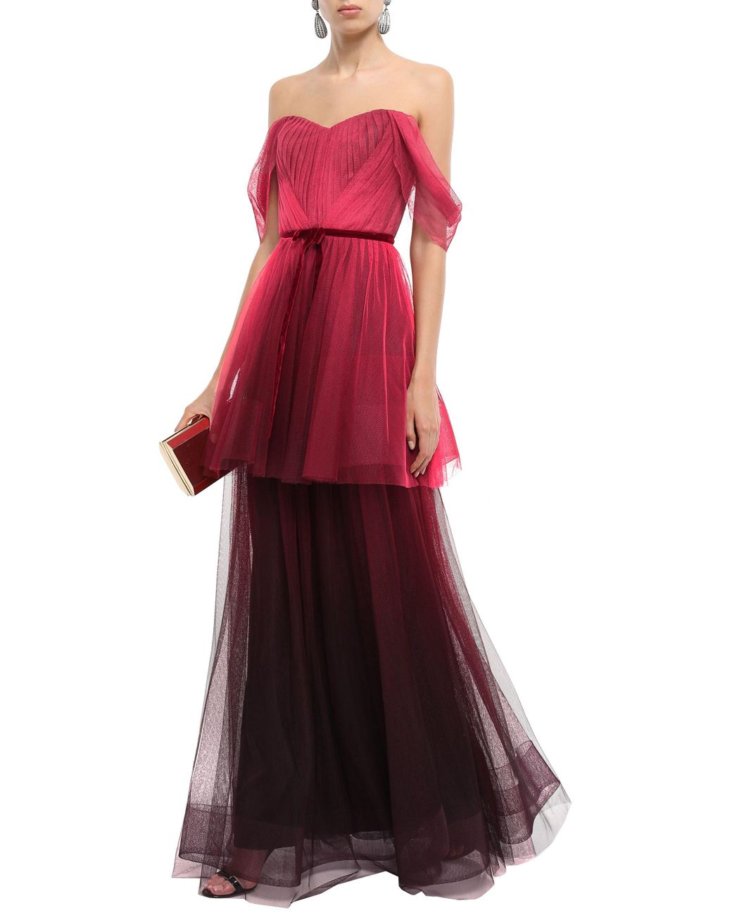 Marchesa notte cold store shoulder dress