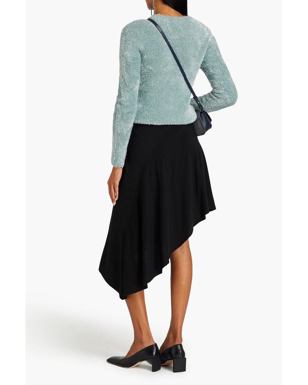 Black jersey pleated midi skirt sales