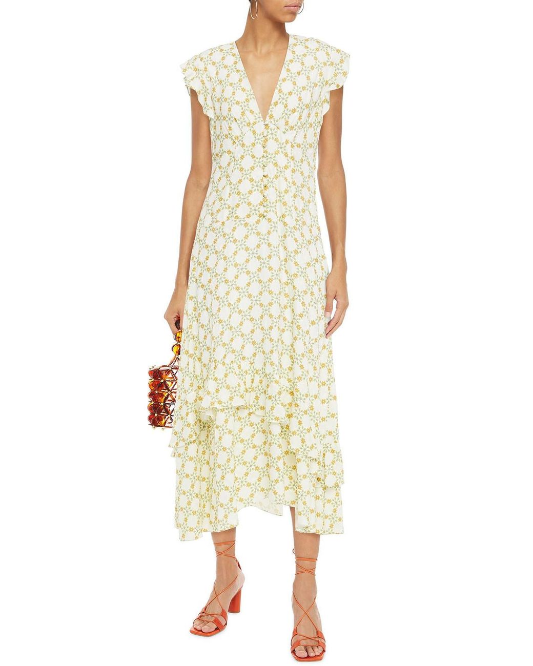 ruffle floral print dress in multicolour