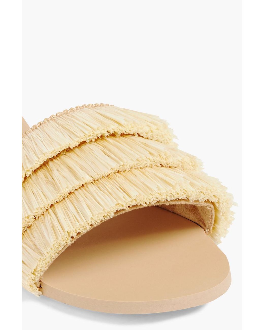 Seafolly Fringed Raffia Slides in Natural | Lyst