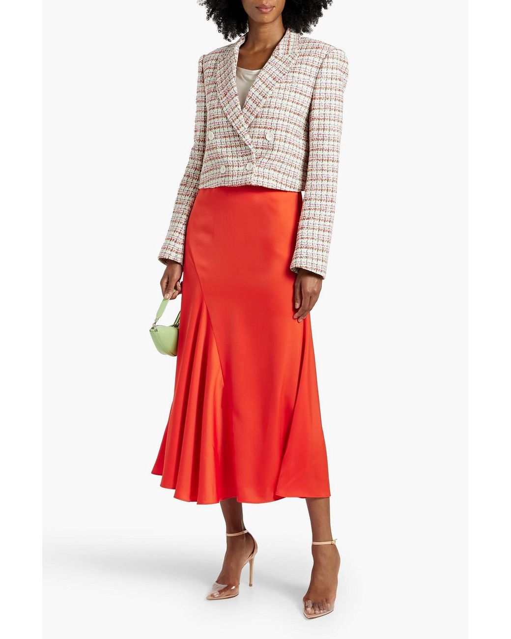 10 Crosby Derek Lam White Kyle Cropped Double-breasted Cotton-blend Tweed Blazer