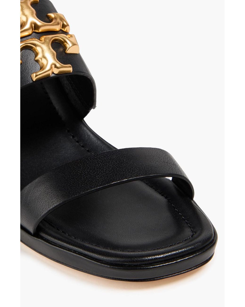 Tory Burch Black Eleanor Embellished Leather Slingback Sandals