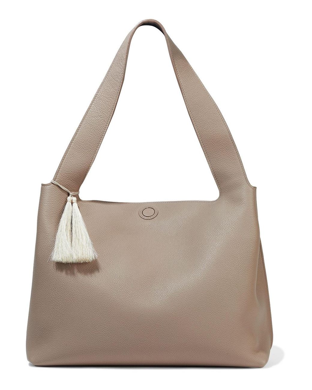 The Row Duplex Tasseled Pebbled-leather Shoulder Bag Taupe | Lyst