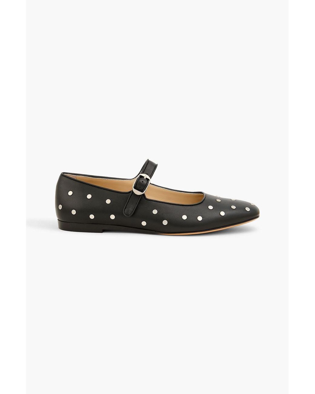 Le Monde Beryl Studded Leather Mary Jane Flats in Black | Lyst UK