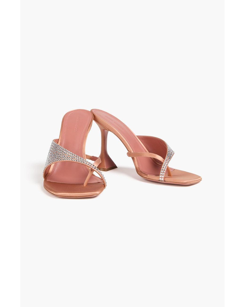 AMINA MUADDI Pink Shiona Crystal-Embellished Satin Mules
